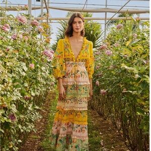 FARM Rio Vibrant Yellow Floral Maxi Dress
